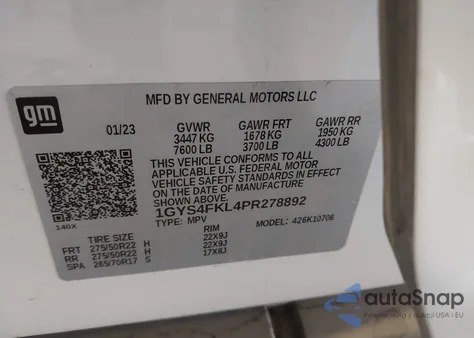 2023 Cadillac Escalade 4Wd Sport from USA, damaged, VIN 1GYS4FKL4PR278892